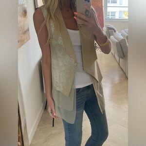 Really elegant Elie Tahari Betsy Distressed Lamb Leather & Silk Vest. Worn twice